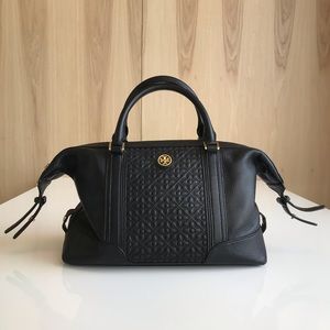 Tory Burch Black Pebbled Leather Satchel